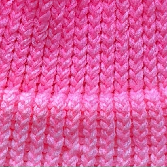Cozy Pink Knit Beanie with White Pom-Pom - Picture 3 of 3